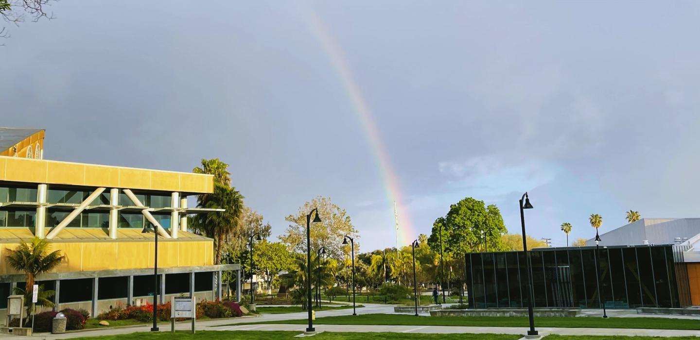 LRC building with raibow